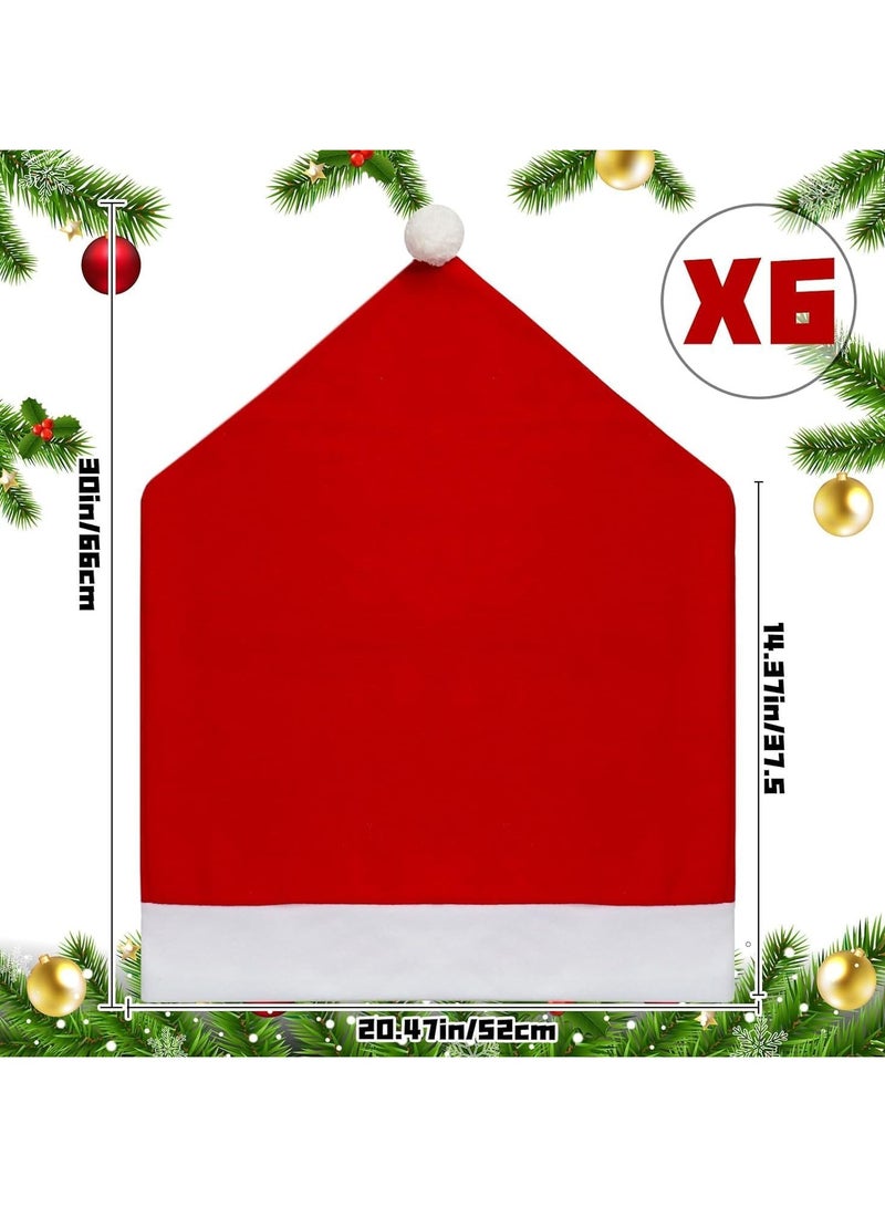 TAPIT Christmas Chair Covers Set of 6 Christmas Decoration Santa Hat Chair Back Covers for Xmas Dinning Decoration Christmas Restaurant Holiday Festival Party Decor - Image 3
