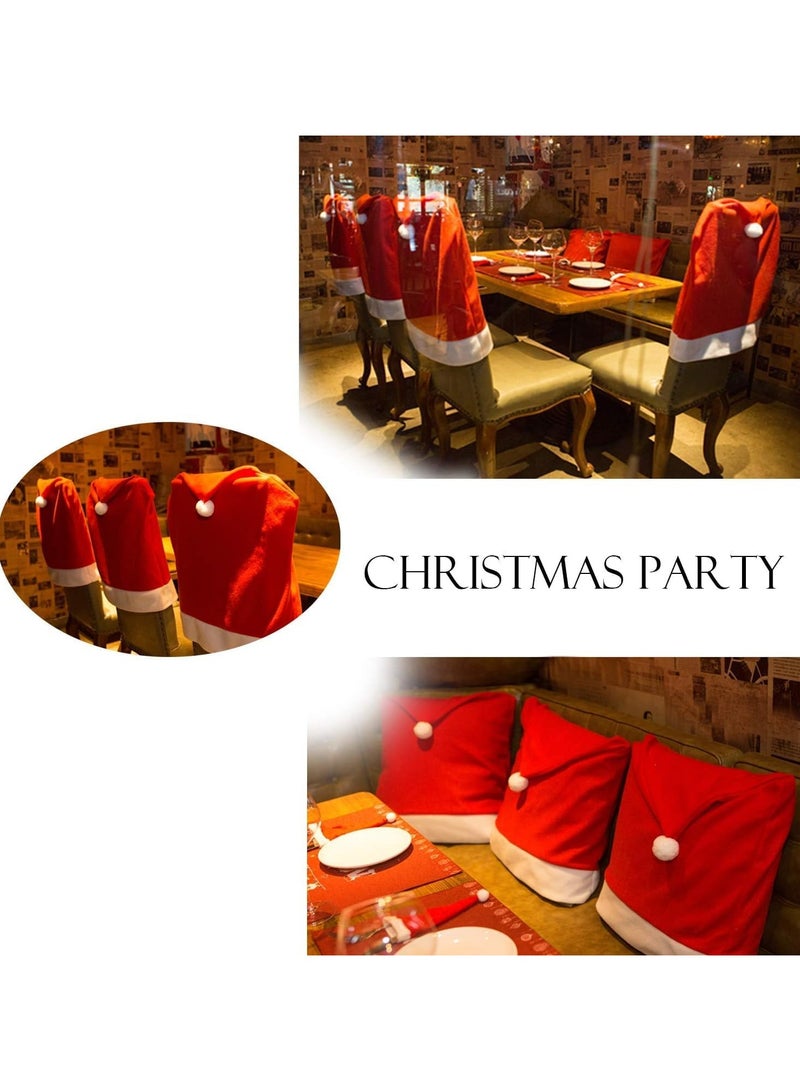 TAPIT Christmas Chair Covers Set of 6 Christmas Decoration Santa Hat Chair Back Covers for Xmas Dinning Decoration Christmas Restaurant Holiday Festival Party Decor - Image 5