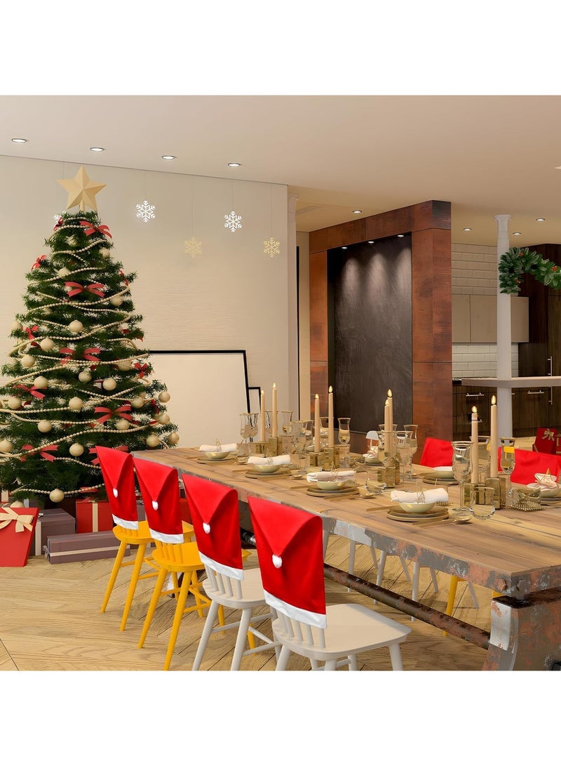 TAPIT Christmas Chair Covers Set of 6 Christmas Decoration Santa Hat Chair Back Covers for Xmas Dinning Decoration Christmas Restaurant Holiday Festival Party Decor - Image 4