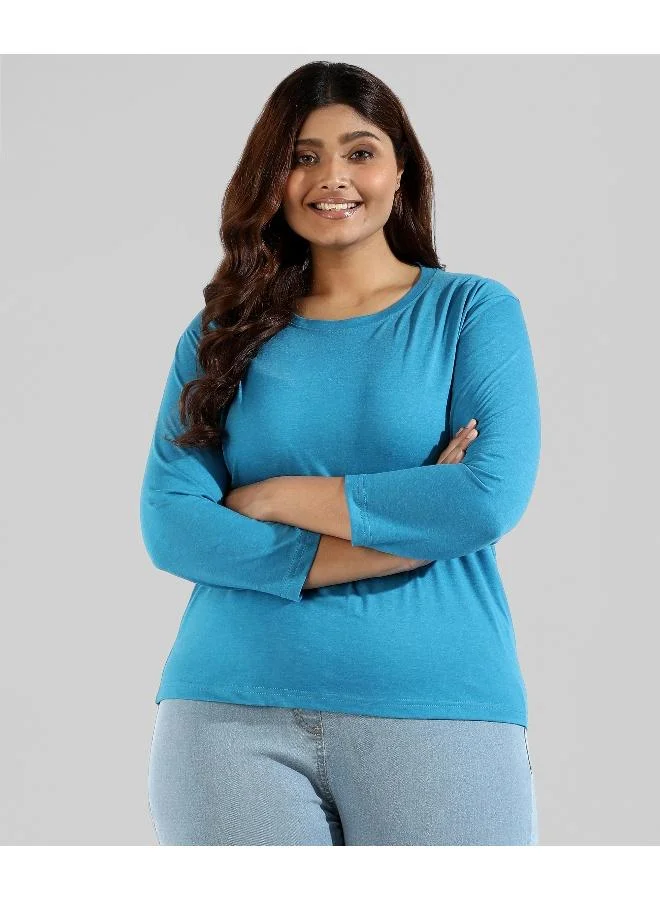 Instafab Plus Women's Royal Blue Basic Lounge Top