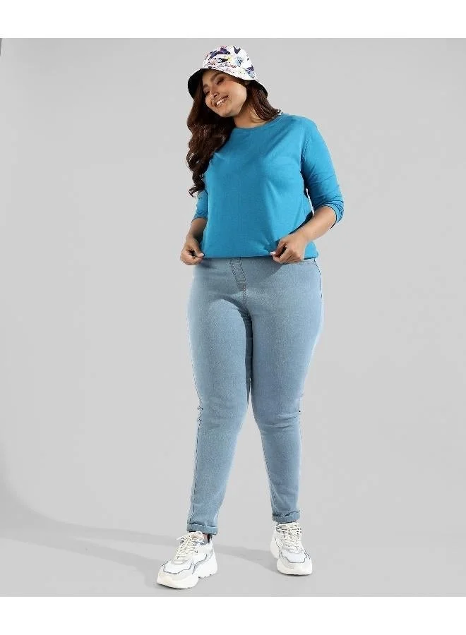 Instafab Plus Women's Royal Blue Basic Lounge Top