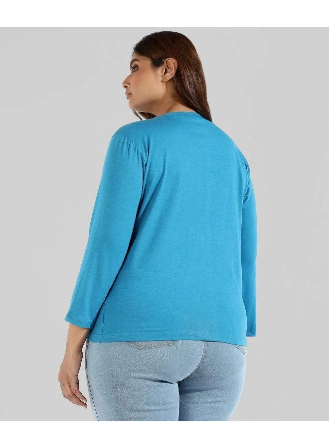 Instafab Plus Women's Royal Blue Basic Lounge Top