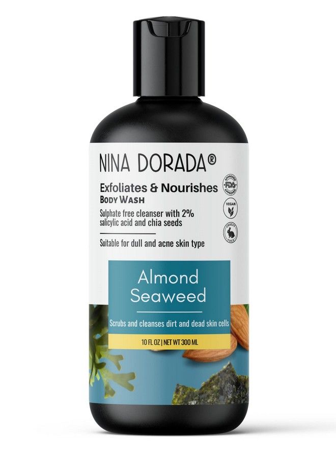 nina dorada Nina Dorrada Anti Acne 2% Saliscylic Body Wash With Almond And Seaweed ; With Chia Seeds For Exfoliation ; Hydrating And Refreshing Shower Gel ; Sulphate Free ; 300Ml - Image 1