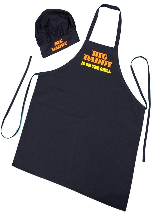 CoolAprons Chef Hat and Apron Set Big Daddy Is On The Grill, Black BBQ Aprons For Men, Funny Aprons for Guys - Image 1