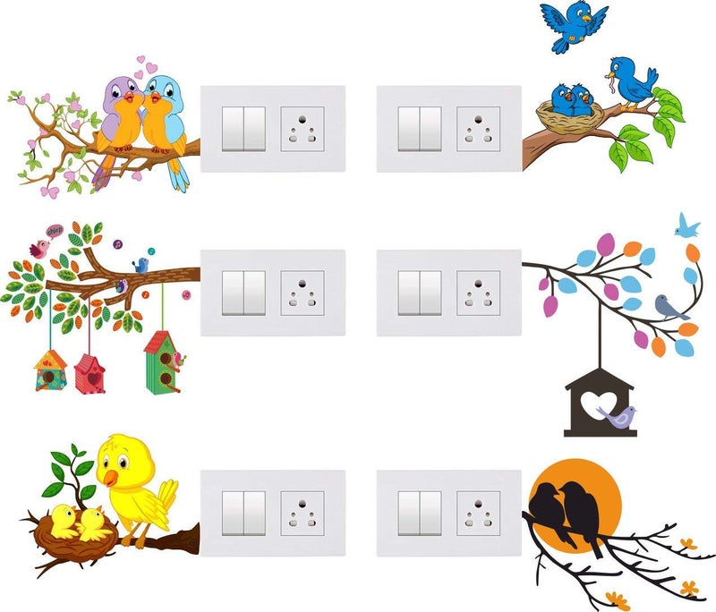 DreamKraft Decorative Switch Board Sticker Multicolor Self Adhesive Colorful Decorative for Your Home Switch Boards(PVC Vinyl, 35x35 CM)- Set of 6 - Image 1