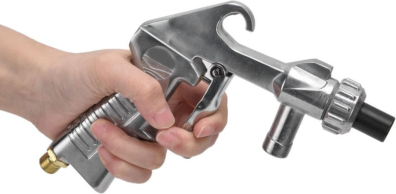 Industrial Pneumatic Sandblasting Gun Kit with Nozzles and Tube, Silver Black - Durable Aluminum Construction, Comfortable Grip, Rust Removal Tool - Image 5