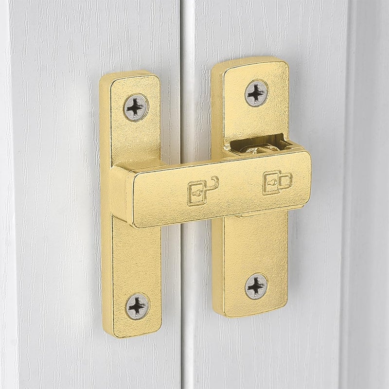 INIRET 2 Packs Gold Barn Door Latches,180 Degree Gate Lock,Flip Gate Latches Hardware,Zinc Alloy Door Lock Latch,Door Security Sliding Door Latch Lock for Cabinets,Bathroom, Barn & Garden - Image 3