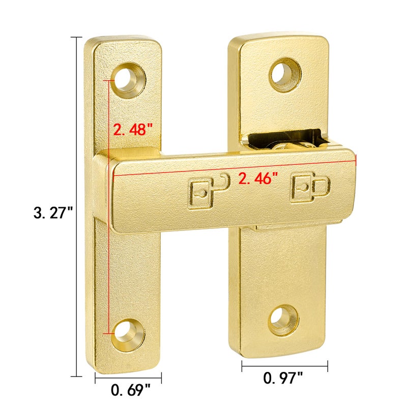 INIRET 2 Packs Gold Barn Door Latches,180 Degree Gate Lock,Flip Gate Latches Hardware,Zinc Alloy Door Lock Latch,Door Security Sliding Door Latch Lock for Cabinets,Bathroom, Barn & Garden - Image 2
