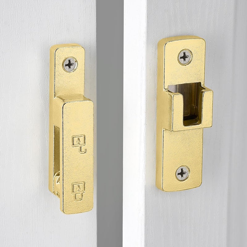 INIRET 2 Packs Gold Barn Door Latches,180 Degree Gate Lock,Flip Gate Latches Hardware,Zinc Alloy Door Lock Latch,Door Security Sliding Door Latch Lock for Cabinets,Bathroom, Barn & Garden - Image 5