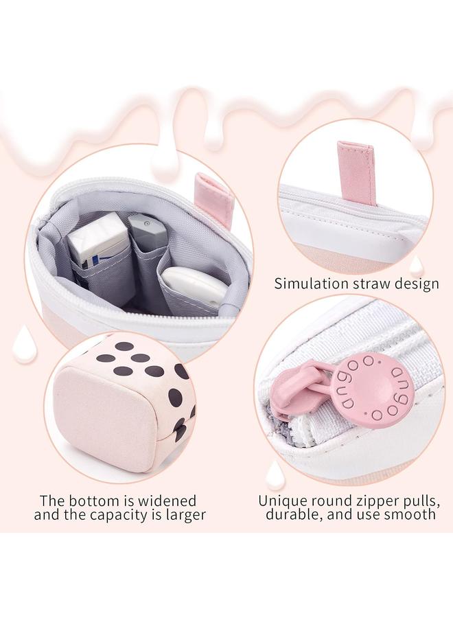 Loquat Standing Pencil Case Cute Telescopic Pen Holder Stationery Pouch Makeup Cosmetics Bag for School Students Office Women Teens Girls Boys (Pink) - Image 2