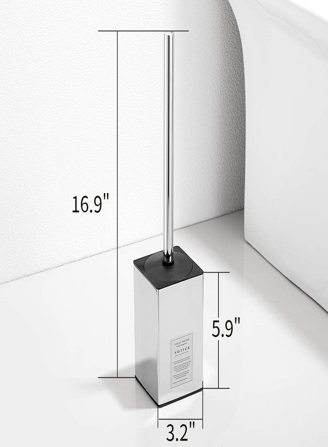 LANGPAI Freestanding Toilet Brush Holder for bathrooms 304 Stainless Steel Toilet Brush Stand Square Storage and Organization Rust Resistant 17-inch high Polished Chrome Finished - Image 4