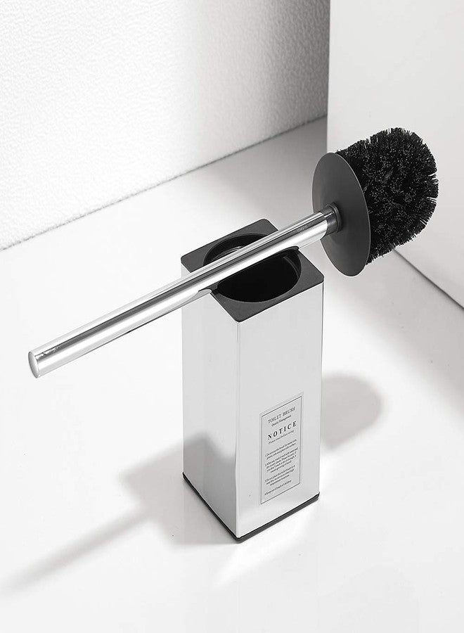 LANGPAI Freestanding Toilet Brush Holder for bathrooms 304 Stainless Steel Toilet Brush Stand Square Storage and Organization Rust Resistant 17-inch high Polished Chrome Finished - Image 3