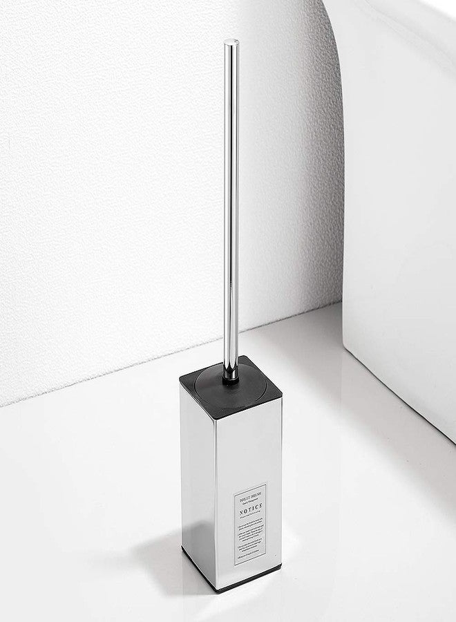 LANGPAI Freestanding Toilet Brush Holder for bathrooms 304 Stainless Steel Toilet Brush Stand Square Storage and Organization Rust Resistant 17-inch high Polished Chrome Finished - Image 2