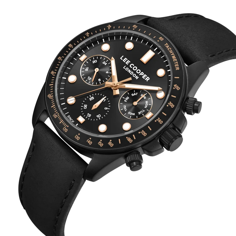 لي كوبر Men's Leather Multi Function Watch LC08233.651 - 23x29,5 mm