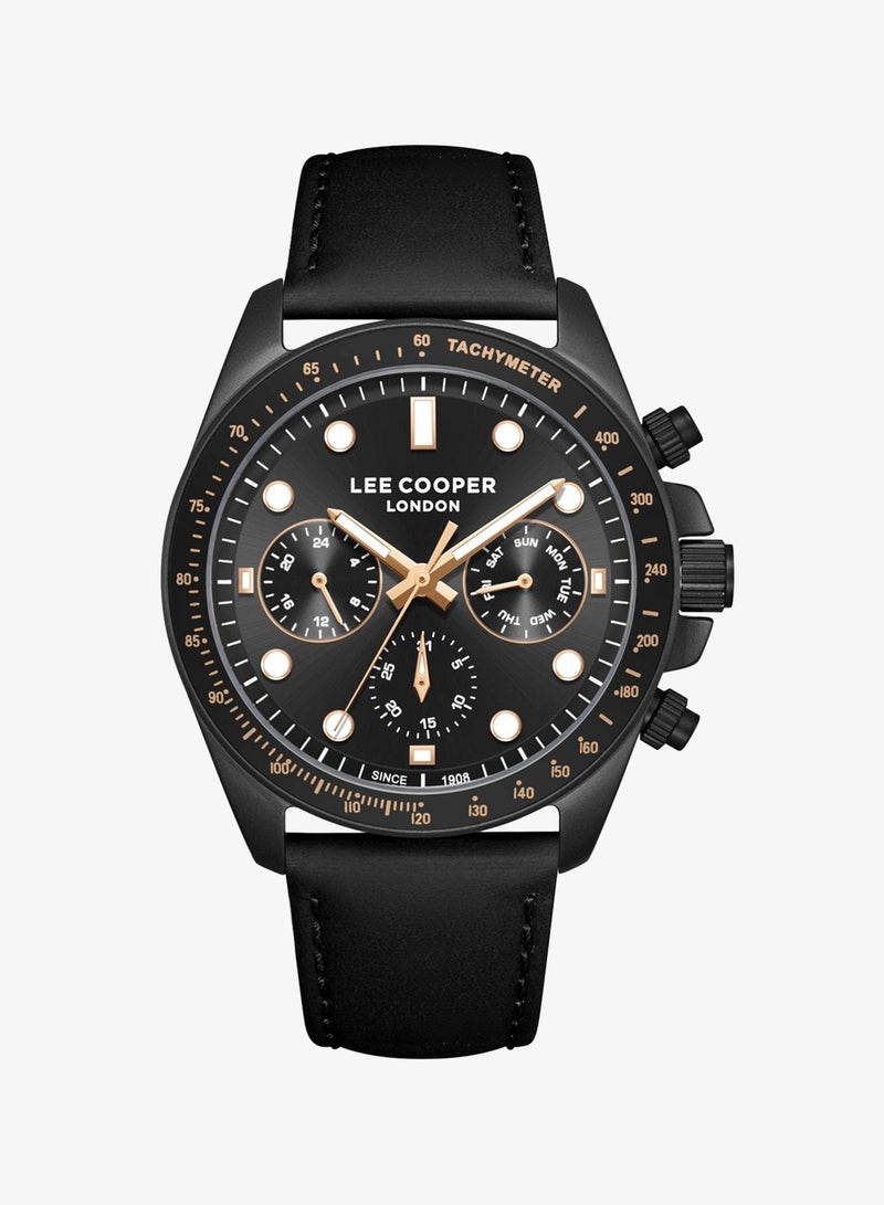Lee Cooper ساعة متعددة الوظائف للرجال من الجلد LC08233.651 - 23x29.5 مم - Image 1