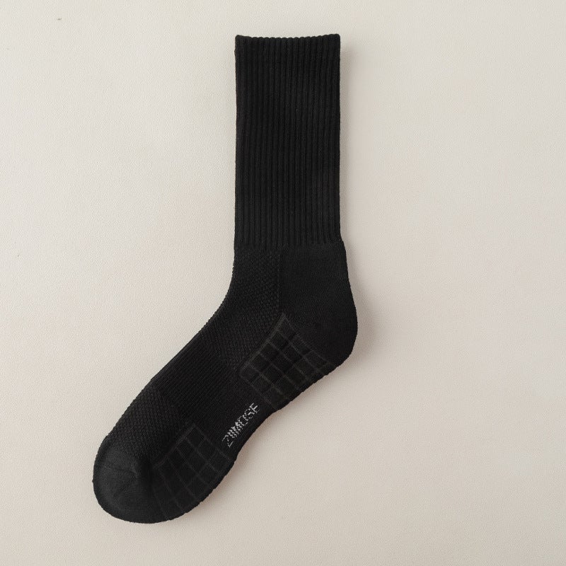 Mens Cotton Crew Socks Winter Cushioned White Short Black - Image 5
