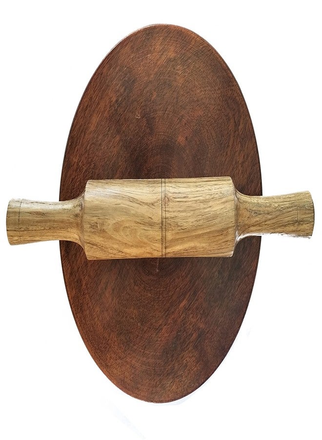 Pakshala Wooden Premium Wooden Chakla Belan Combo – Wood Roti Rolling Board & Rolling Pin Set | Traditional Indian Kitchen Tool | Non-Slip Base | Handmade & Durable
