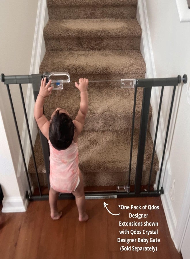 Qdos Safety Designer Gate Extensions for Crystal and Spectrum Pressure Mount Baby Gates | Slate | Allows for use in wider door openings - Each Extension adds 2.75" to the gate - Includes 2 Extensions - Image 5