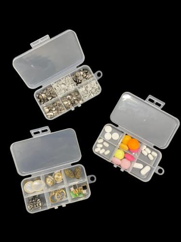 Csm CSM Plastic 6 Grid Rectangular Compact Small Size Jewelery Boxes Pack of 6 For Home Locker Rectangular Transparent - Image 1