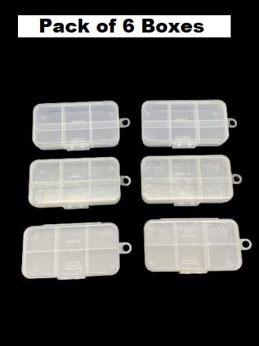 Csm CSM Plastic 6 Grid Rectangular Compact Small Size Jewelery Boxes Pack of 6 For Home Locker Rectangular Transparent - Image 2