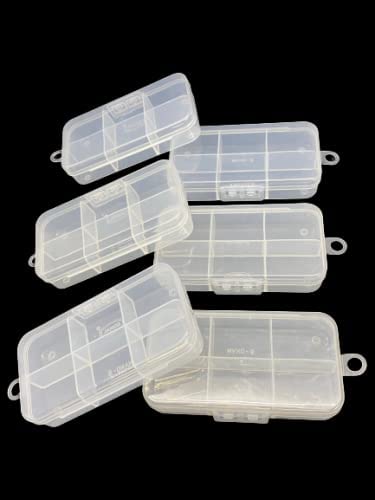 Csm CSM Plastic 6 Grid Rectangular Compact Small Size Jewelery Boxes Pack of 6 For Home Locker Rectangular Transparent - Image 3