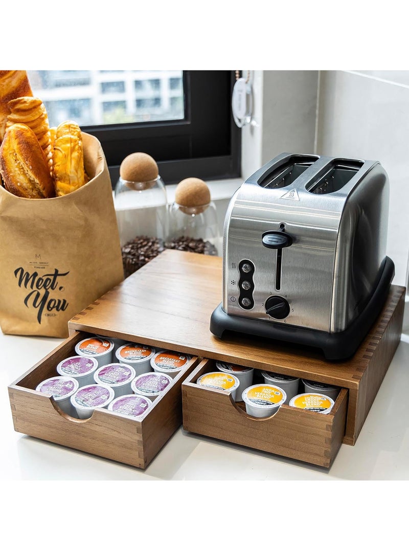 Uwals Wooden K Cup Organizer Coffee Pod Storage Box, Coffee Pods and Tea Organizer Holder, K Pod Drawer Coffee Maker Machine Stand, Organizador De Cafe, Kcup Drawer Organizer Under Brewer, 30 Pod Capacity - Image 4