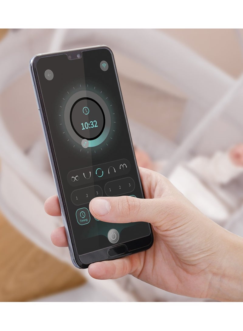 ماستيلا مهد هزاز ماستيلا ديلوكس الذكي 6 في 1: أرجوحة كهربائية وسرير مهد متعدد الأوضاع ومقعد طفل مع بلوتوث و تطبيق المحمول - Image 5