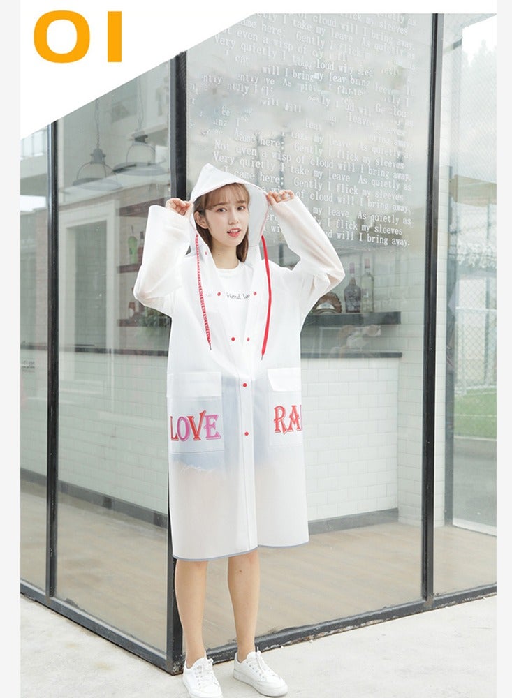 Long Rain Poncho for Adults, Fashionable Reusable Waterproof EVA Raincoat with Hood for Outdoor Use, Men and Women - Image 1