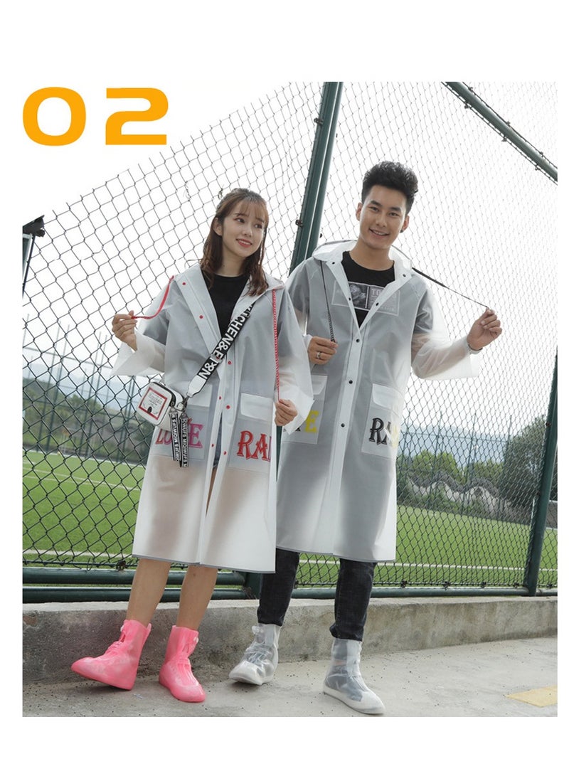 Long Rain Poncho for Adults, Fashionable Reusable Waterproof EVA Raincoat with Hood for Outdoor Use, Men and Women - Image 2