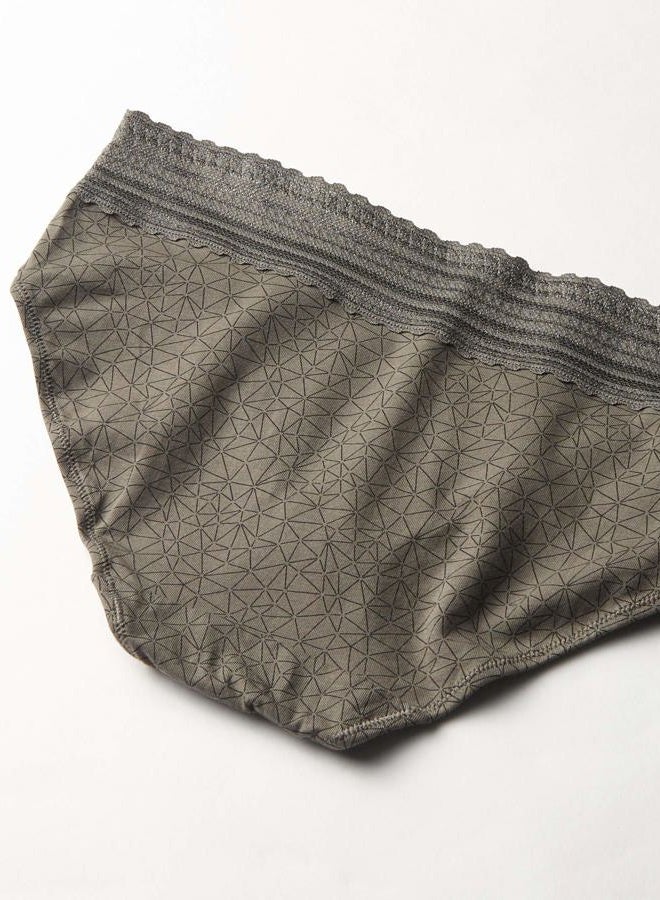 Warner's Women's Blissful Benefits No Muffin Top Cotton Stretch Lace Hipster Panties Multipack, STONE CRYSTAL WEB/PLATINUM/BLACK, 2XL - Image 2