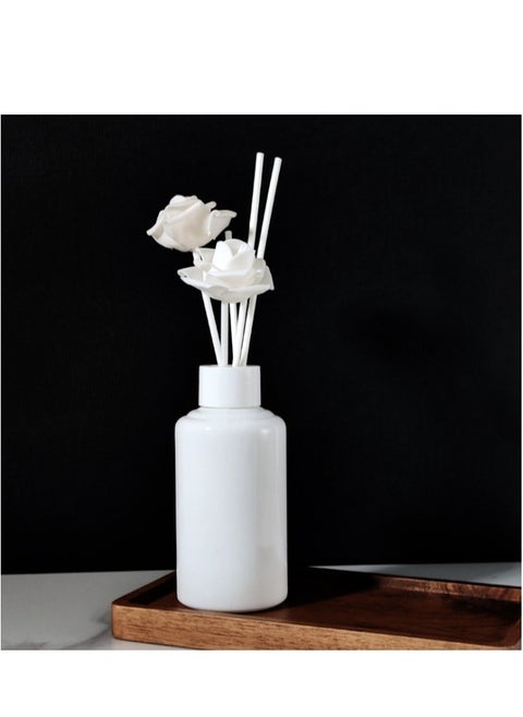 White Rose  Scent 125ml Flower Reed Diffuser Set Scent Diffuser With Sticks Home Fragrance Flower Diffuser For Home Office Bathroom Shelf Decor