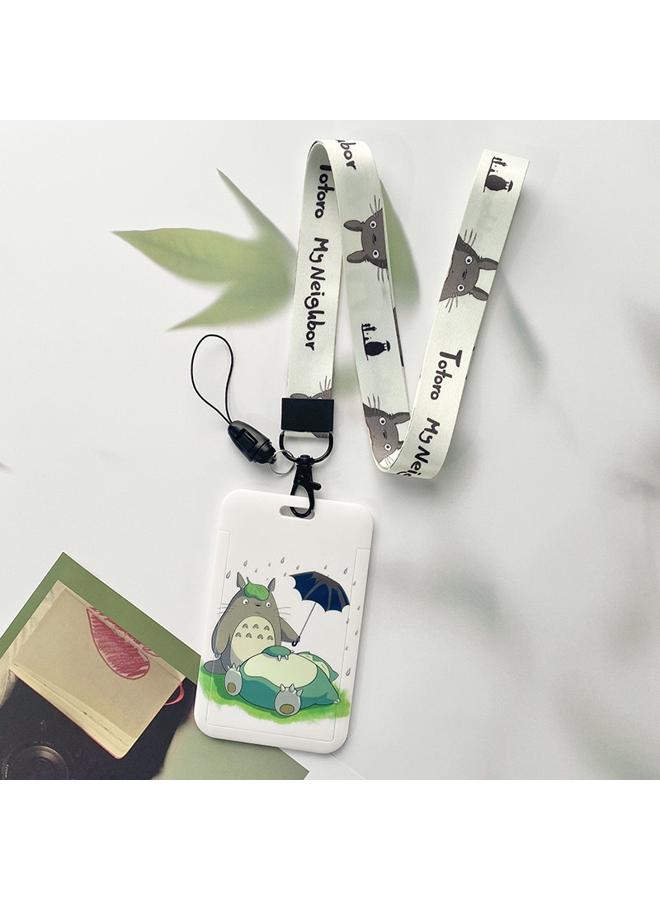 Anime ID Card Holder with Neck Strap Lanyard Totoro and Snorlax Painting For Keys Keychain Badge Holder Compatible with Credit Card / Student Card / Bus Transportation Card  - Image 1