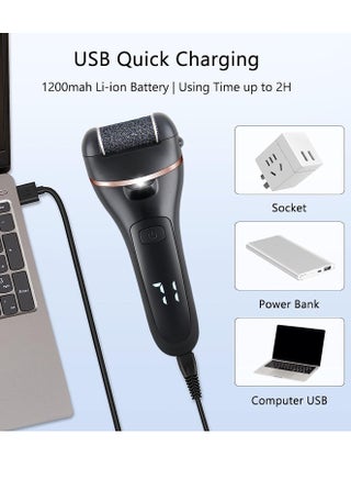 Electric Callus Remover for Feet, Rechargeable Pedicure Tools Foot Care Feet File, 13 in 1 Callous Remover Kit for Remove Cracked Heels and Dead Skin, with 3 Roller Heads 2 Speed, Battery Display - view 5