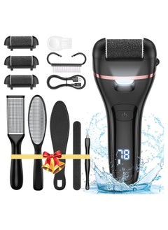 General Electric Callus Remover for Feet, Rechargeable Pedicure Tools Foot Care Feet File, 13 in 1 Callous Remover Kit for Remove Cracked Heels and Dead Skin, with 3 Roller Heads 2 Speed, Battery Display  - Image 1