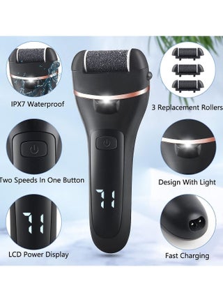 Electric Callus Remover for Feet, Rechargeable Pedicure Tools Foot Care Feet File, 13 in 1 Callous Remover Kit for Remove Cracked Heels and Dead Skin, with 3 Roller Heads 2 Speed, Battery Display - view 2