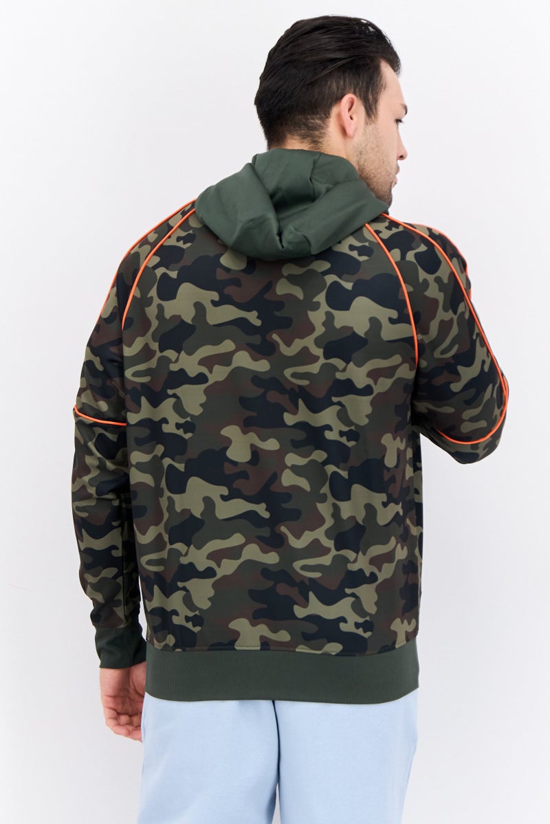 CROSSHATCH Men Camouflage Hooded Jacket, Army Green Combo  - Image 4