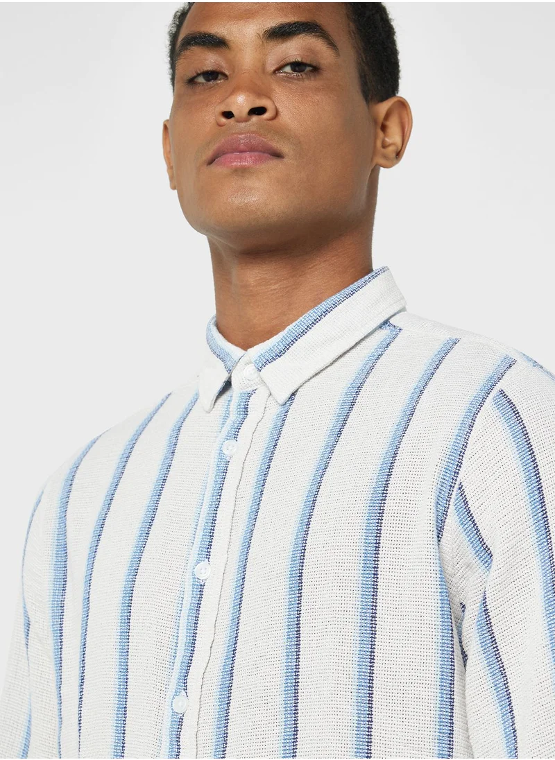 Robert Wood Long Sleeve Seersucker Stripe Shirt