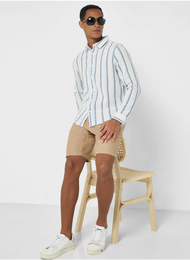 Robert Wood Long Sleeve Seersucker Stripe Shirt