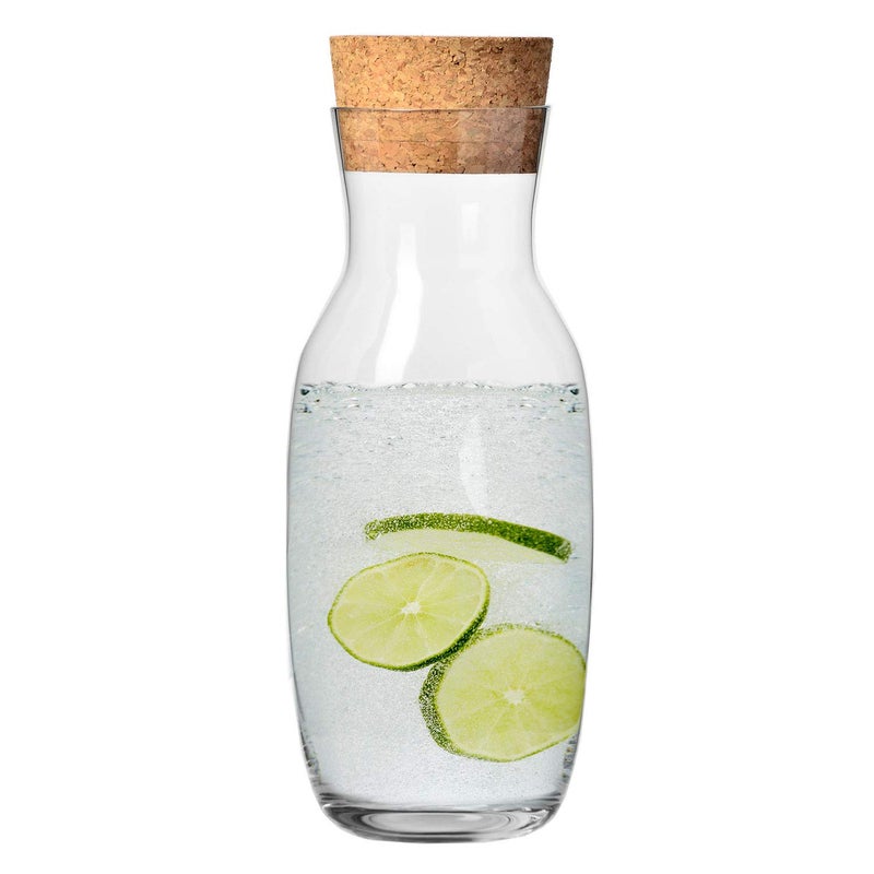Krosno Water Carafe Decanter with Cork Lid  1000 ML  Pure Collection  Cold Drink Dispenser Glass Bottle Jar  Tea Maker Iced Coffee  Perfect for Home Restaurants Parties  Dishwasher Fridge Safe