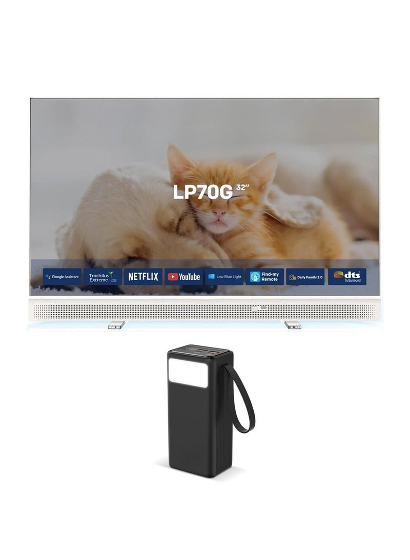 32 Inch Portable Full HD Android TV with 40000mAh Power Bank, Type-C Powered Smart TV, Multiport USB-A & USB-C Output, Ideal for Outdoor & Camping Use - Image 1