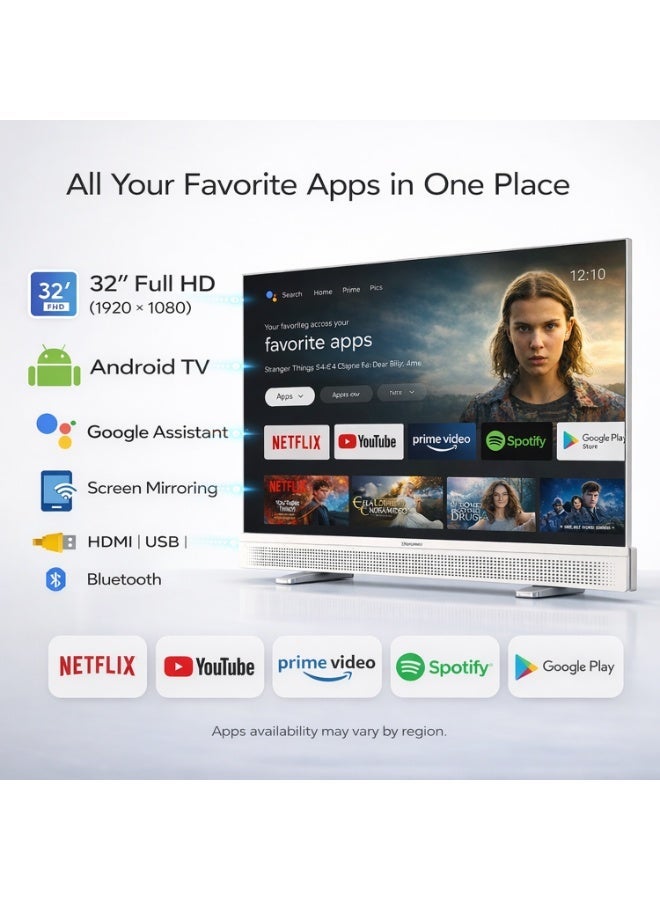 32 Inch Portable Full HD Android TV with 40000mAh Power Bank, Type-C Powered Smart TV, Multiport USB-A & USB-C Output, Ideal for Outdoor & Camping Use - Image 3