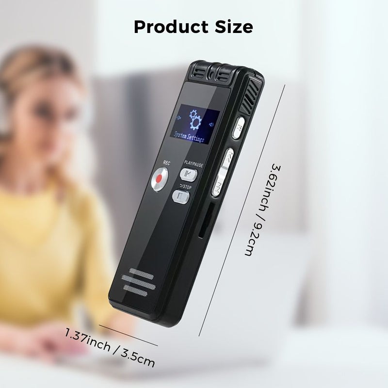 مسجل صوت رقمي بسعة 64 جيجابايت مع مشغل MP3 وميكروفون مزدوج - Image 2