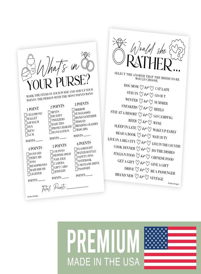 Hadley Designs 20 Minimalist Hilarious Bridal Shower Games For 20 Guests - Couples Wedding Shower Games, Would She Rather Bridal Shower Game Set, Whats In Your Purse Game Bridal Shower - Image 5