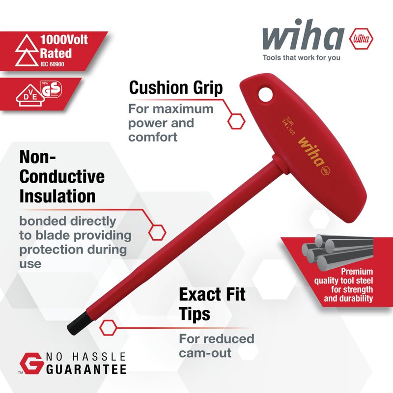 Wiha 33490 T-Handle Hex Driver Set, Inch, 1000 Volt, 6 Piece - Image 3