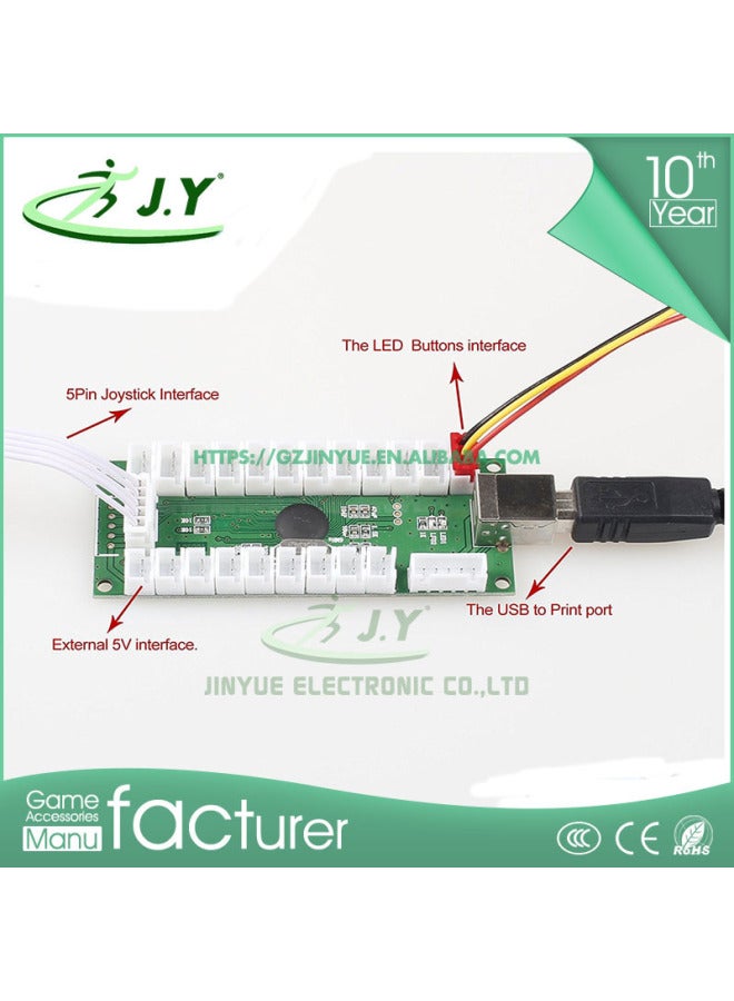 For DIY Arcade Rocker Kit USB Computer Rocker Circuit Board 5v Electroplated Button Arcade Game Console Handle-Product Color:Custom Color Matching  - Image 3