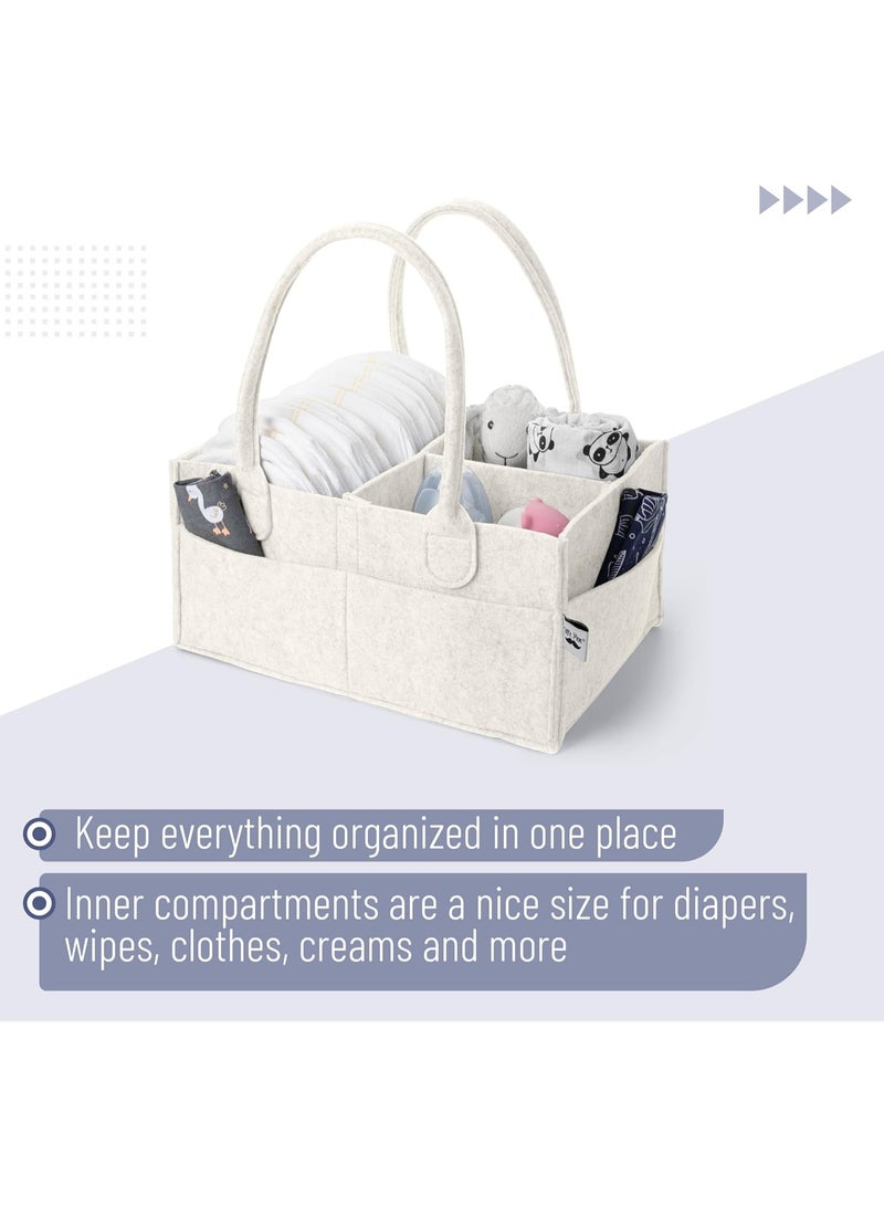 Parker Baby Co. Parker Baby Diaper Caddy - Nursery Storage Bin and Car Organizer for Diapers and Baby Wipes - White, Regular  - Image 2
