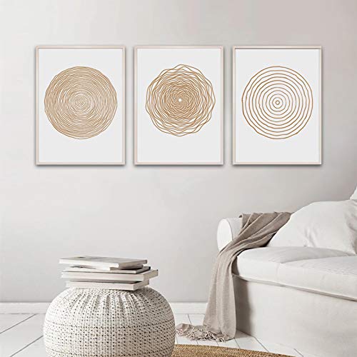 Ecyanlv Mid Century Modern Wall Art - Boho Canvas Print - Abstract Geometric Canvas Wall Art Set - Scandinavian Wall Art Painting for Living Room Bedroom Decor No Framed - Image 1