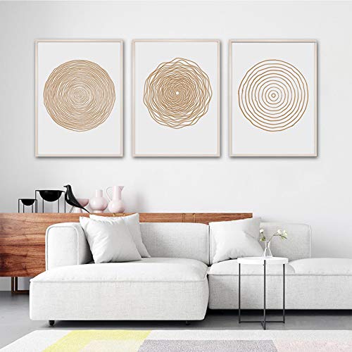 Ecyanlv Mid Century Modern Wall Art - Boho Canvas Print - Abstract Geometric Canvas Wall Art Set - Scandinavian Wall Art Painting for Living Room Bedroom Decor No Framed - Image 2