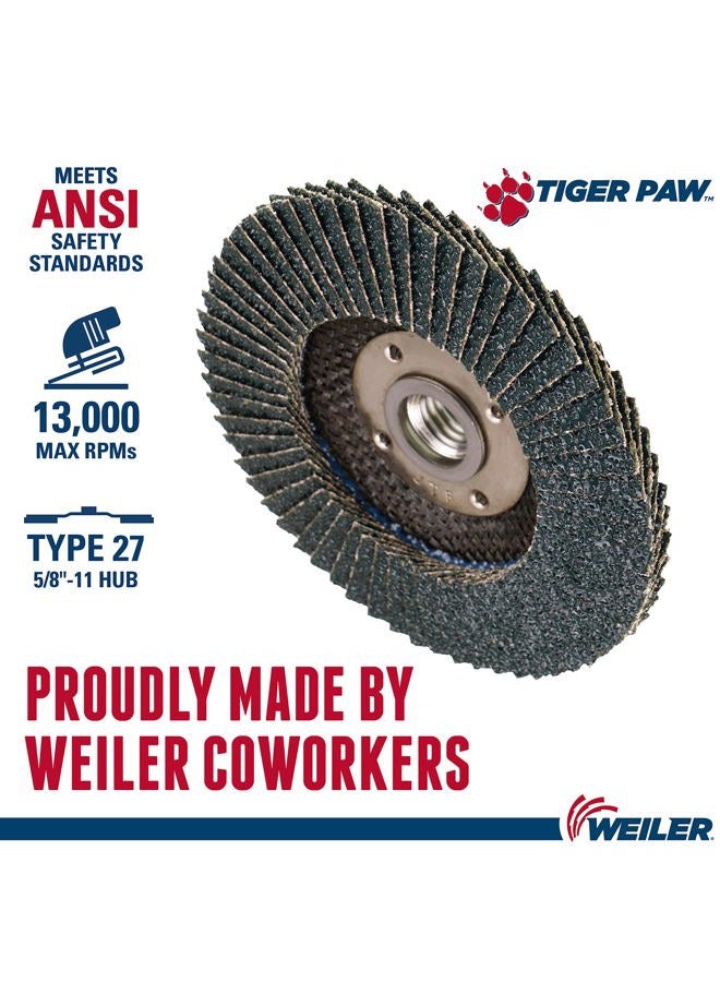 WEILER Tiger Paw Coated Abrasive Flap Discs, 11cm , 36 Grit, 5/8 Arbour, Phenolic Back - Image 2