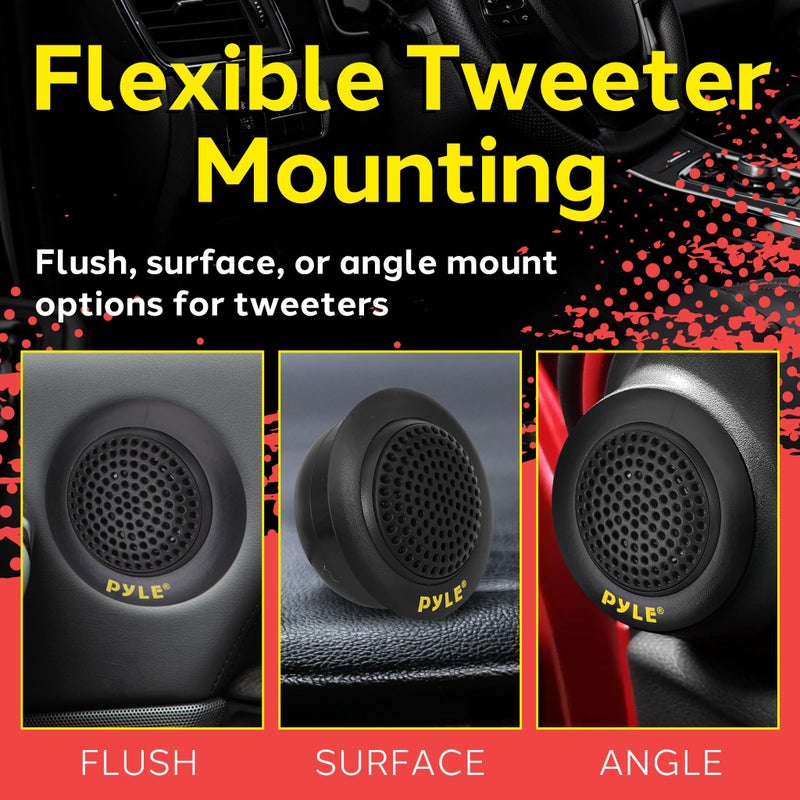 Pyle 2 Way Custom Component Speaker System - 6.5â€ 400 Watt, with Electroplated Plastic Basket, Butyl Rubber Surround & 40 Oz Magnet Structure - Wire Installation Hardware Set Included - PLG6C, Yellow - Image 4